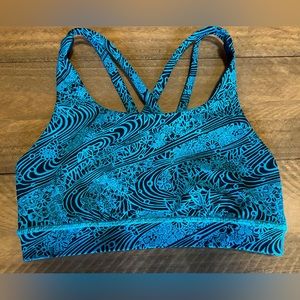 Lululemon Free To Be Kitakami Viridian Green Black Energy Sports Bra Womens Sz 4